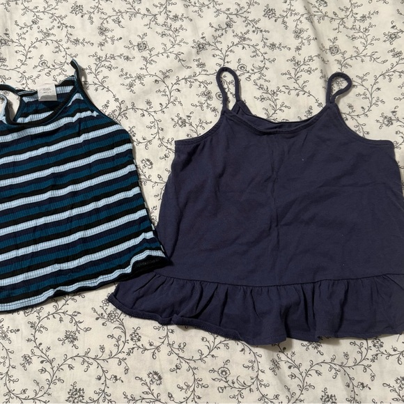 Striped Blue and Black Kids Tank Top - Picture 1 of 3